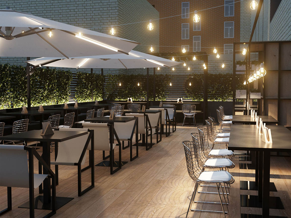Design of the summer terrace for the bar 